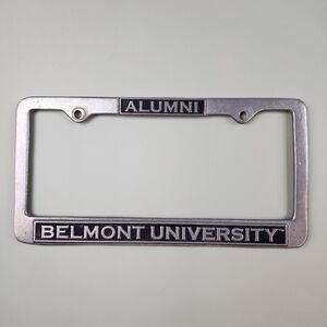 Belmont University Alumni License Plate Frame Heavy Metal Silver Durable College